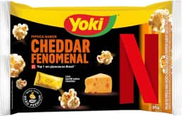 Milho de Pipoca para Micro-Ondas Queijo Cheddar Fenomenal com Sachê Cheddar com Sal Netflix Yoki Pacote 95g Sendo 89g de Milho e 6g de Tempero
