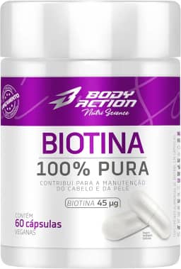 Biotina 100% Pura 60 Cápsulas Bodyaction