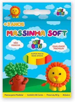 UTIGUTI Massinha Soft, Massa para Modelar Colorida em Estojo, Tradicional, 6 Cores