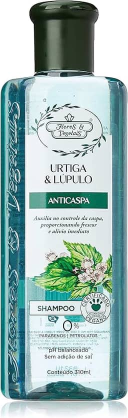 Flores e Vegetais Shampoo Urtiga Lupulo Anticaspa 310Ml E Vegetais