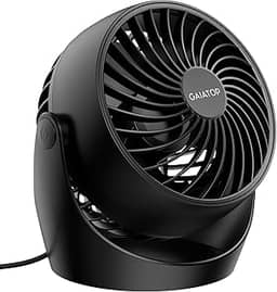gaiatop Ventilador de mesa, ventiladores de circulação de ar de mesa elétrica portátil de 12 cm, pequeno, mas potente, com 3 velocidades, inclinação ajustável de 360° para resfriamento, casa