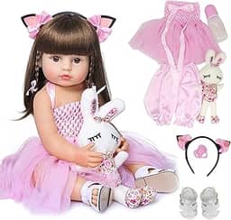 Bebê Reborn Boneca Silicone Menina Olhos Castanhos Original 55cm