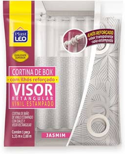 Cortina para Box Jasmim com Ilhós Visor Cristal (1,35x2,00m) | Plast Leo (Ref.642-J)