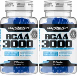 Kit 2x BCAA 3000 120 Capsulas Aminoacidos Essenciais Enriquecido com vitamina B6 Sem Sabor Ultra Concentrado Rapida Absorção Importado Original (2 Potes (240 Cápsulas))