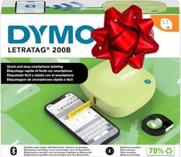 DYMO LetraTag 200B Rotulador Bluetooth | Impressora de etiquetas compacta | Conecta através da tecnologia sem fio Bluetooth para iOS e Android | Inclui 1 fita adesiva de papel branco | Amarelo