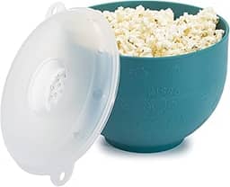 Goodful Popcorn Popper, máquina de pipoca dobrável de ar quente no micro-ondas, tigela feita sem BPA, azul-petróleo