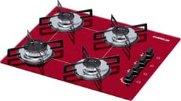 Cooktop 4 bocas Chamalux ultra chama Bivolt Gás Natural Trempe de Chapa Vermelho