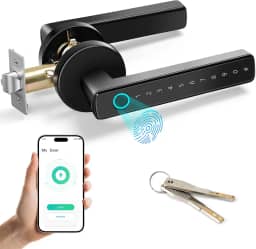 Fechadura Digital Biométrica, 4 em 1 Inteligente Eletronica de Embutir com Tuya APP Touch Screen Fechadura Digital - Abertura via Biometria, Senha Numérica, Chave e APP