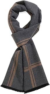 Cachecol masculino quente de inverno com sensação de caxemira premium, padrão xadrez longo luxuosamente macio