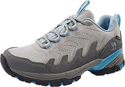 Tênis feminino para caminhada, impermeável, leve, para trilha, corrida, antiderrapante, respirável, para uso ao ar livre para caminhada, Cinza, 8.5