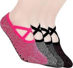 Meias Antiderrapantes Para Loga Treino Pilates Barre Meia Sapatilha Feminina Corrida Fitness