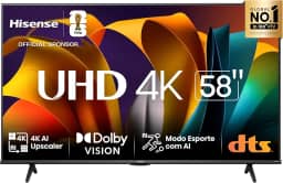 Hisense Smart TV UHD 4K DLED 58" Polegadas 58A6N com HDR10+ Dolby Vision Game Mode Controle por Voz Alexa Built-In AirPlay