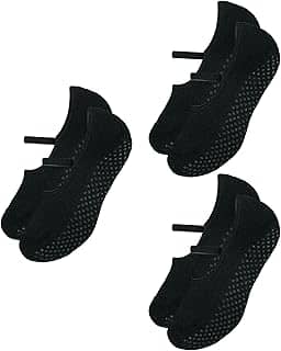 Kit 3 Pares de Meia Sapatilha Antiderrapante Algodão Pilates Feminino Adulto, 3 Preto, 34-39