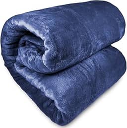 Cobertor Queen Corttex Lumini Super Soft Alta Gramatura 300g Manta Microfibra Poliéster Toque Seda - Coberta Colcha (Azul Marinho)