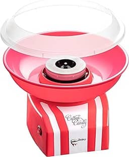 The Candery Máquina de algodão doce - Estilo colorido brilhante - Faz doces duros sem açúcar doce fio dental doces caseiros para festas de aniversário - Inclui 10 cones de doces e pá
