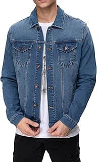 Jaqueta Jeans Masculina Resistente Com Botões E Manga Comprida, Jaqueta Jeans Clássica