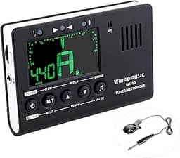 WINGO Metrônomo Digital, Afinador E Gerador De Tons - Dispositivo 3 Em 1 (Preto) - Para Cromática, Guitarra, Baixo, Ukulele, Violino - Bateria Incluída