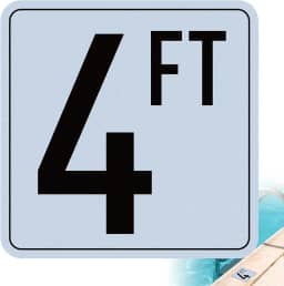 Marcadores de profundidade de piscina de 1,5 m, adesivos de vinil de 15 x 15 cm, sinalização número de piscina à prova d'água, decalques adesivos de segurança para decks de piscina (1 pacote)