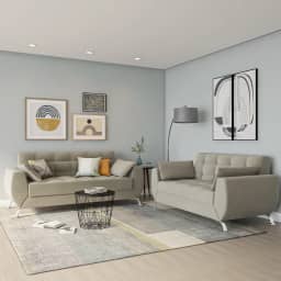 Conjunto de Sofá 2 e 3 Lugares Larissa Suede Bege
