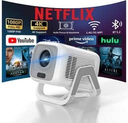 Bettdow Projetor 4k [Netflix-Licensed], Projetores Portatil 12000 Lumens Full Hd 1080p Compatível Com Android 13, HDR10+ Retroprojetor WiFi 6 BT 5.2, Keystone automático, Foco Automático