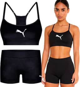 Conjunto Fitness Sem Costura Puma Top Com Bojo e Short Anatômico Academia Feminino Adulto