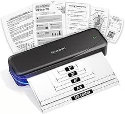 Phomemo Impressora portátil, M833, atualizada, portátil, sem tinta, sem fio, para viagens, impressora de etiquetas Bluetooth, compatível com 21 x 28 cm, carta dos EUA e papel térmico A4, adequada para