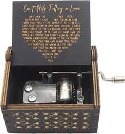 Caixa de Música Preta, de Manivela Vintage Esculpida em Madeira para Presente para o Amor, Namorado, Namorado, Marido, Esposa, Amantes de Aniversário, Dia dos Namorados, Aniversário