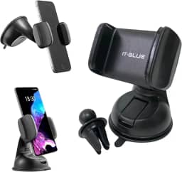 Suporte Celular para Carro 360° Antivibração Antiqueda Fixação Firme Vidro Painel Ar Condicionado Veicular Automotivo Universal Compativel com todos os Celulares Apple iPhone Samsung Galaxy - Premium