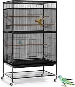 Gaiola para Calopsita 132 * 52 * 79cm, com Prateleira, Aço Carbono, Esmalte Cozido, Viveiro para Calopsita, Viveiro para Papagaio, Gaiola para Passarinho