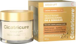 Cicatricure Gold Lift Creme Diurno FPS 30 | Reduz Rugas gravitacionais em 6 semanas | Efeito tensor nutritivo reafirma contorno facial, papada, pescoço e colo | Hidratante facial clareador | 50g