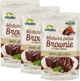 Kit 3 Pacotes de Mistura para Brownie ou Petit Gateau sem Glúten de 270g cada - Vitalin
