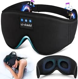 Fones de ouvido de dormir, LC-dolida Bluetooth máscara de dormir com música sem fio 3D, máscara para dormir, fones de ouvido para dormir, máscara de dormir com fones de ouvido Bluetooth, alto-falantes estéreos finos, presentes para homens e mulheres