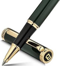 BEILUNER Caneta esferográfica de luxo, deslumbrante laca verde com acabamento em ouro 24K, designs nobres e elegantes, refil de tinta Schneider, melhor conjunto de presente para homens e mulheres