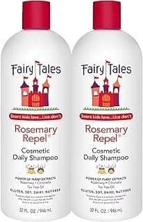 Fairy Tales Shampoo infantil Rosemary Repel Daily – Kids Like the Smell, Lice Do Not, 946 ml (pacote com 2)