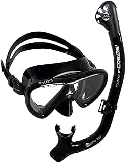 Kit de Mergulho Máscara+respirador Cressi Ikarus Semi Dry - Preto