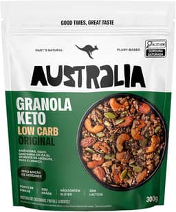 Hart's Natural Granola Australia Keto Low Carb | Granola Sem Açucar, Sem Lactose, Sem Glúten, Vegano | 100% Natural | Alto em Fibras | Snack Saudável | 300g