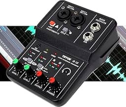 Teyun interface de audio,Placa de Som Audio 2 Canais USB 2.0 Profissional Mesa De Som áudio e 48V Phantom Power, para guitarra elétrica, transmissão ao vivo Aguarde mais de 1.000 dispositivos (Q-12)