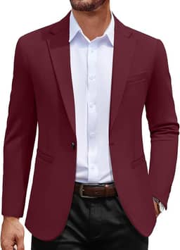 Blazer masculino casual com um botão, casaco esportivo de malha leve