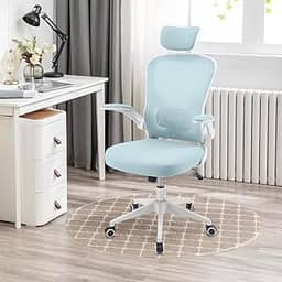 Cadeira de Escritório Presidente Ergonômica com Encosto Reclinável, Apoio Lombar e de Cabeça Ajustável, Tela Mesh Respirável, Giratória com Rodinhas, Cabide - Ideal para Home Office e Escritório