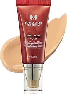 MISSHA M Perfect Cover BB Cream #27 FPS 42 PA+++ 50 ml - Maquiagem leve, multifuncional, de alta cobertura para ajudar a infundir a umidade para uma pele mais firme com redução na aparência das linhas finas