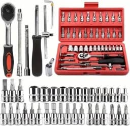 Kit 46 Chave Catraca Jogo De Soquetes Allen Torx Ferramentas catraca soquete de 1/4 barra de extensão