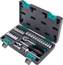 Stels Jogo de Ferramentas 29 Peças 1/4", Aço Cromo Vanádio, Catraca 72 Dentes + Acessórios, Caixa Plástica - Ideal para Reparos Automotivos e Domésticos