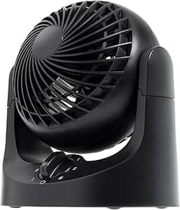 Ventilador de mesa IRIS USA WOOZOO, circulador de ar, 3 velocidades, distância máxima de ar de 9,8 m, inclinação ajustável de 112°, baixo ruído de 27,5 db, ventilador pequeno para quarto, escritório
