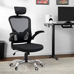 Cadeira de escritório ergonômica com estofado de mesh (Preto profundo)