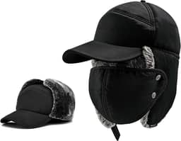 Chapéu de caçador de inverno - chapéus térmicos removíveis máscara e abas de orelha, boné de inverno russo forrado com lã masculino neve esqui caça ciclismo