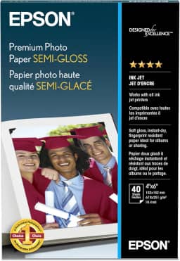 Papel fotográfico premium Epson SEMI-GLOSS (10 x 15 cm, 40 folhas) (S041982)