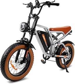 BEMMY Bicicleta Elétrica para Adultos, Pneu Largo de 20x4', Motor Sem Escova de 500W, Bicicleta Elétrica de Motocicleta de 7 Velocidades, Bateria de 48V