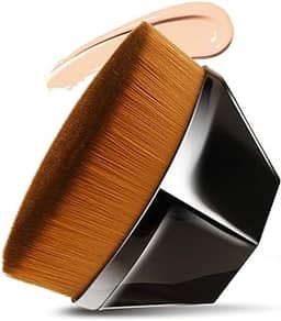 Pincel reto de maquiagem facial para base Endoto, alta densidade, hexágono, mágico, Kabuki, para misturar cosméticos líquidos, cremosos ou em pó de forma impecável, com estojo portátil