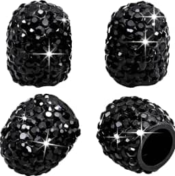 Tampas de haste de válvula de pneu, 4 peças de tampas de válvula de pneu de diamante luxuosas, tampas de ar decorativas para carro, SUV, motocicleta, bicicleta (preto)