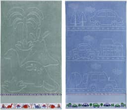 Kit 2 Toalhas Banho Infantil Criança Algodão Jacquard Menino Menina 1,20m X 0,70m (Menino)